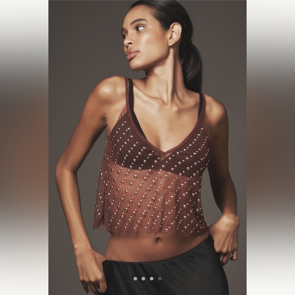 Anthropologie Studded Sheer Mesh Cami - Size M/L - Picture 4 of 9